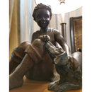 Εντυπωσιακό φωτιστικό σαλονιού με αγαλματίδιο παιδί με σκύλο