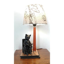 Επιτραπέζιο φωτιστικό σαλονιού μαύρο, καφέ και άσπρο αμπαζούρ.