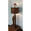 Ξύλινο φωτιστικό επιτραπέζιο με καμηλοπάρδαλη.