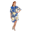 Πουκαμίσα καλοκαιρινή με μπλε και κίτρινα floral σχέδια.