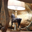 Vintage φωτιστικό σαλονιού με ξύλινο αλογάκι μαύρο