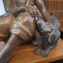 Vintage φωτιστικό σαλονιού με αγαλματίδιο παιδί με σκύλο